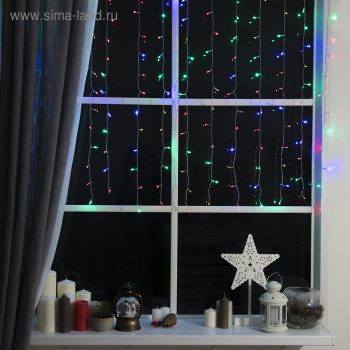 Гирлянда «Занавес» Luazon Lighting, 1.5х1 м, 8 режимов, мульти, 180 LED, IP20, 220 В