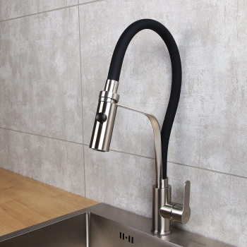 Смеситель для кухни FASHUN A54112-7 с гибким изливом (Черный) + режим Душ, нерж. сталь *1/10