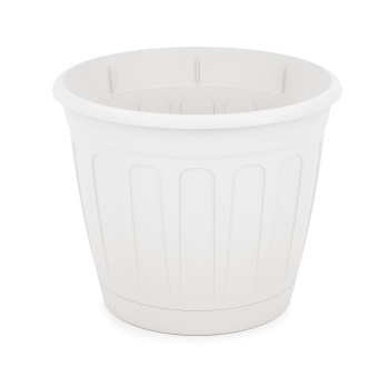 Кашпо пластм. "Дионис" 3,6л d верха 201мм h169мм с поддоном, прикорн.полив Белый М8247 *1/24