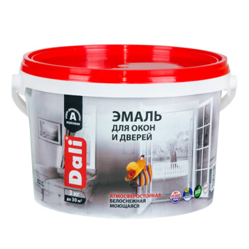Эмаль акриловая 3 кг для окон и дверей DALI, белоснежная, полуматовая