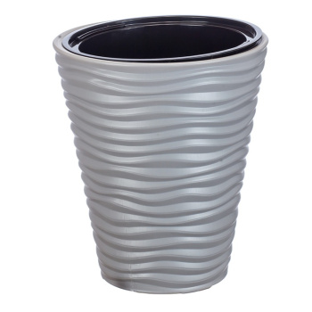 Кашпо пластм. "Дюна" высокое 19,5л d верха 340мм h385мм со вставкой 9л Серое М3401 ("М-Пластика") *1