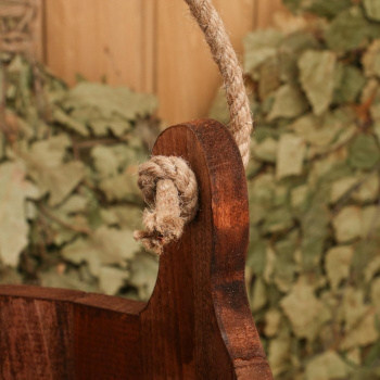 Ведро из липы, "Емеля", 10л, нерж. обруч, ручка-веревка, крашеное резное, "Добропаровъ" 1444574