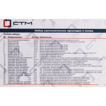 Набор сантехн. прокладок для смесителя СТМ "Сантехник" №4, в боксе