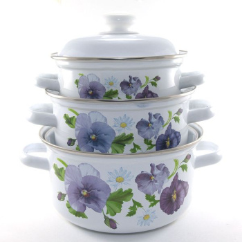 Набор кастрюль эмалированных: 1,5л+2,0л+3,0л рис."Анютины глазки" С-124АП2/4 "Лысьвенские ЭМАЛИ" *1 Набор кастрюль эмалированных: 1,5л+2,0л+3,0л рис."Анютины глазки" С-124АП2/4 "Лысьвенские ЭМАЛИ" *1