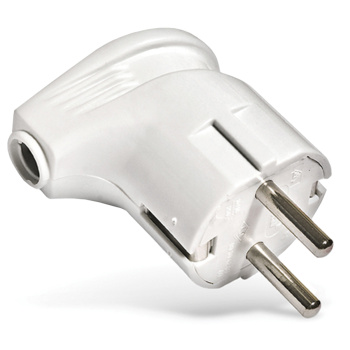 Вилка штепсельная   А105 белая угловая з/к  16А *10/30/300 Вилка штепсельная   А105 белая угловая з/к  16А *10/30/300