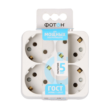 Разветвитель  4роз.  с заземлением 16А АМ 16-4Е "Фотон" 12326   *1/12/72