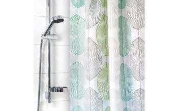 Штора для ванной V-line Листья орнамент, 180х180 см, полиэстер, с кольцами
