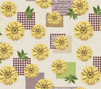 Клеёнка на нетканой основе "Мажор" "Герберы желтые" на бежев. шир.1,35м 621/2 "Колорит" *20