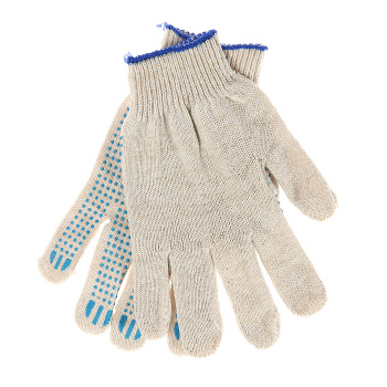 Перчатки ХБ с ПВХ НАБОР 10 пар: 10кл 4 нит 400гр, бел/син (арт.482 Р) Ladoni *1/50