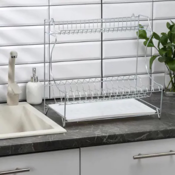 Сушилка для посуды настольная металл. 2-х ярусн. 400х350х240мм оцинк, с Поддоном арт.166-774 *2