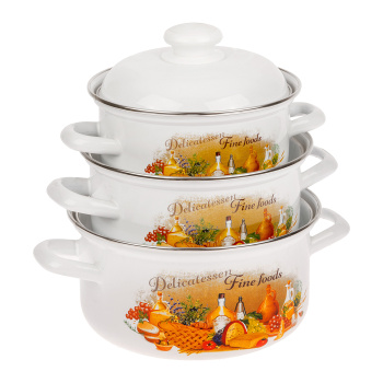 Набор кастрюль эмалированных: 1,5л+2,0л+3,0л рис. "Италия" С-124АП2/4 "Лысьвенские ЭМАЛИ"*1 Набор кастрюль эмалированных: 1,5л+2,0л+3,0л рис. "Италия" С-124АП2/4 "Лысьвенские ЭМАЛИ"*1