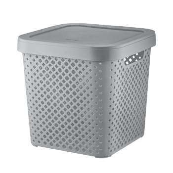 Корзина для хранения пластм. "Stockholm" 310х310х300мм с Крышкой Серый шторм PT500801025 *1/8 Корзина для хранения пластм. "Stockholm" 310х310х300мм с Крышкой Серый шторм PT500801025 *1/8